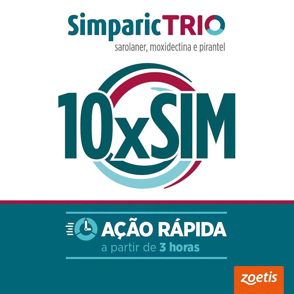 Antipulgas e Carrapatos Simparic TRIO 48mg para Cães com  20,1kg a 40kg