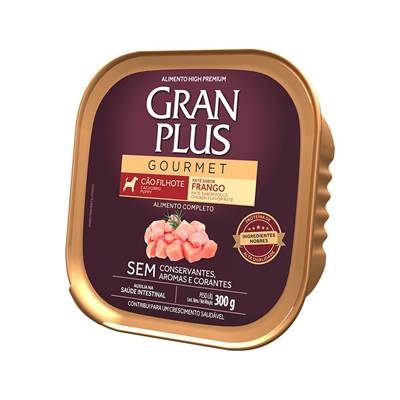 Ração Úmida GranPlus Gourmet Patê sabor Frango para Cães Filhotes 300g