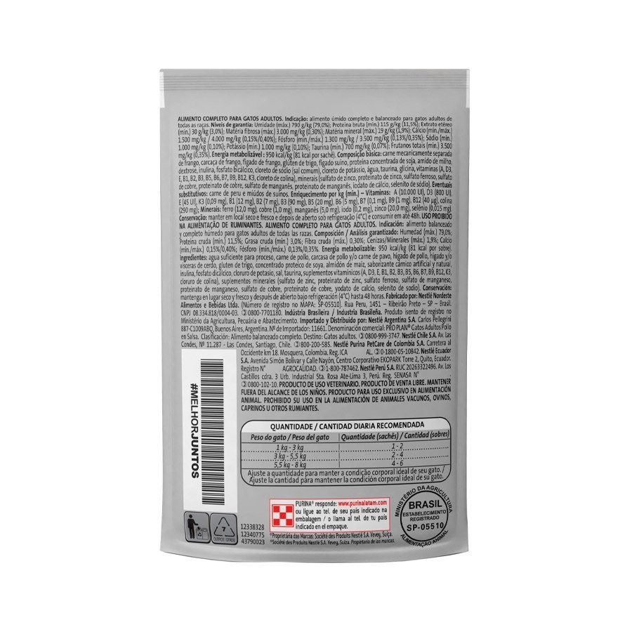 Ração Pro Plan Sachê Adult para Gatos Adultos sabor Frango ao Molho