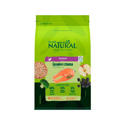 Ração Guabi Natural para Gatos Adultos sabor Salmão e Cevada