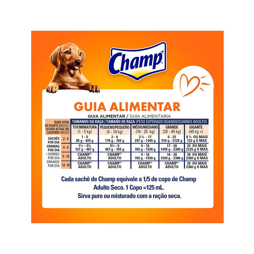 Ração Úmida Champ para Cães Filhotes sabor Caseiro Frango