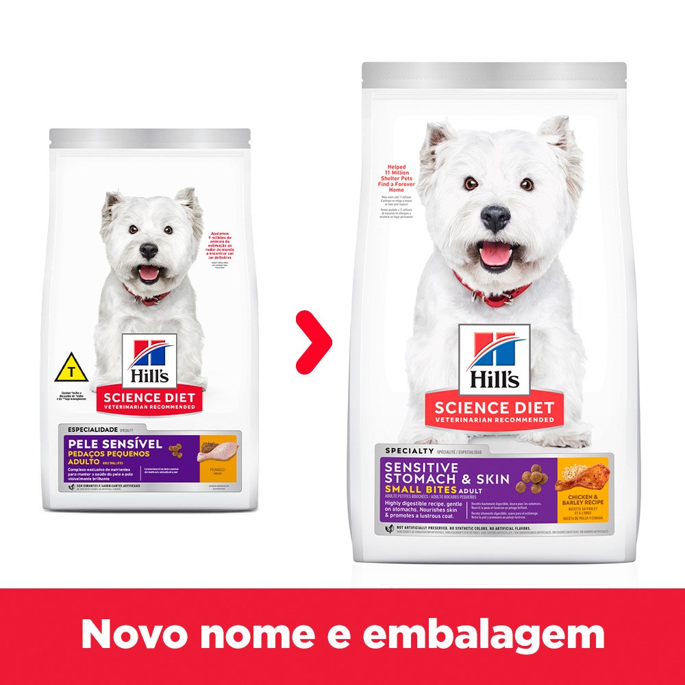 Ração Hill's Science Diet Pele Sensível Pedaços Pequenos para Cães Adultos