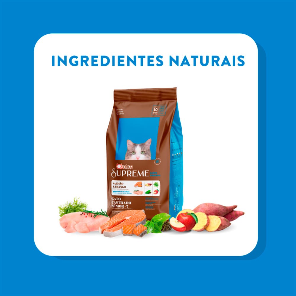 Ração Quatree Supreme para Gatos Sênior +7 Sabor Salmão e Frango