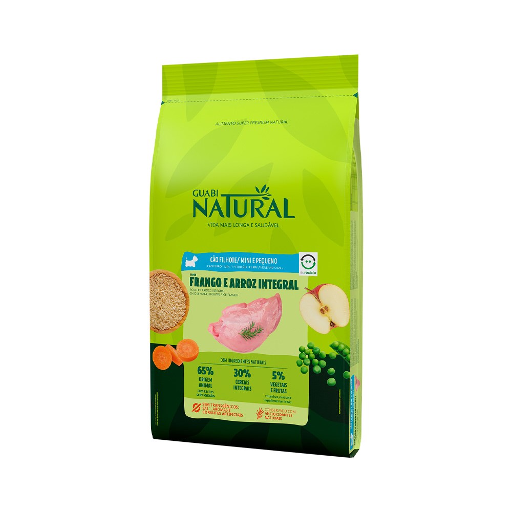 Ração Guabi Natural para Cães Filhotes Porte Mini sabor Frango & Arroz Integral