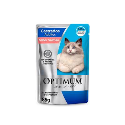 Ração Úmida Optimum Sachê para Gatos Castrados Sabor Salmão 85g