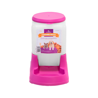 Comedouro Alvorada Prático Auto Rosa para Cães e Gatos 3L