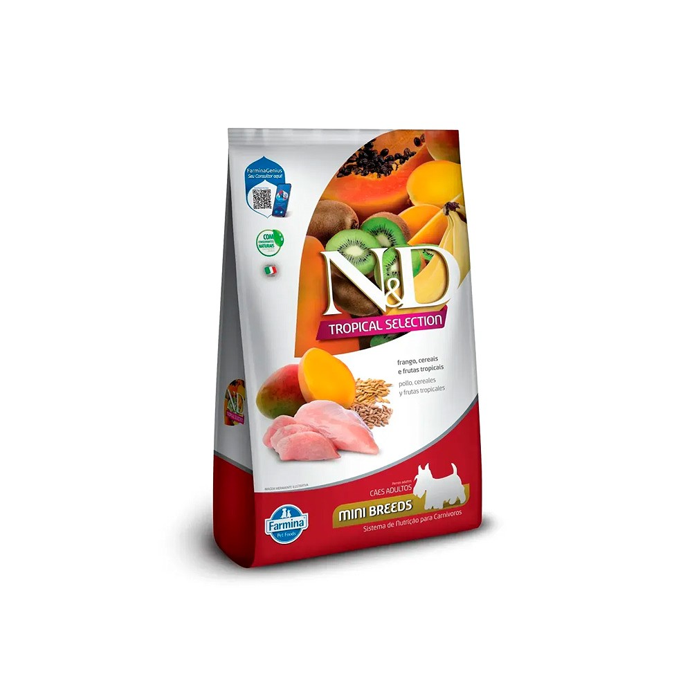 Ração Farmina N&D Tropical Selection para Cães Adultos de Porte Mini e Pequeno Sabor Frango, Cereais e Frutas Tropicais