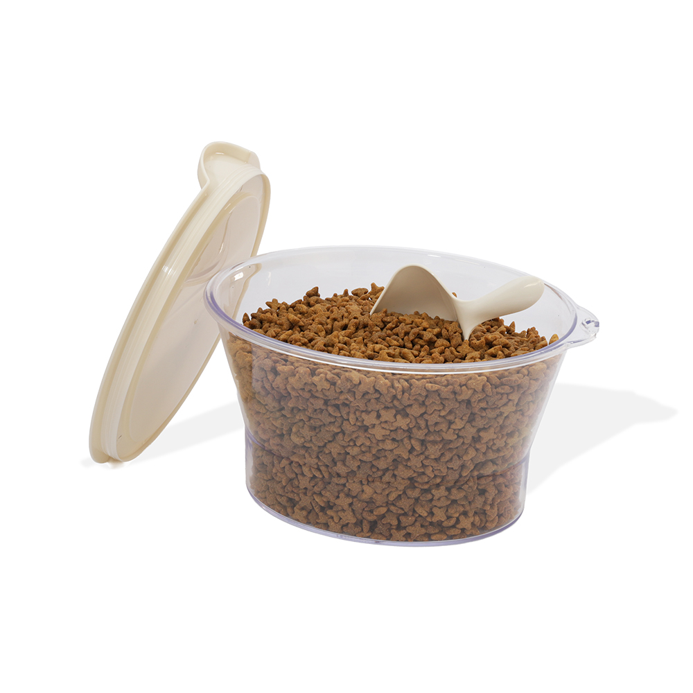 Porta Ração Fuzz Bege para Gatos