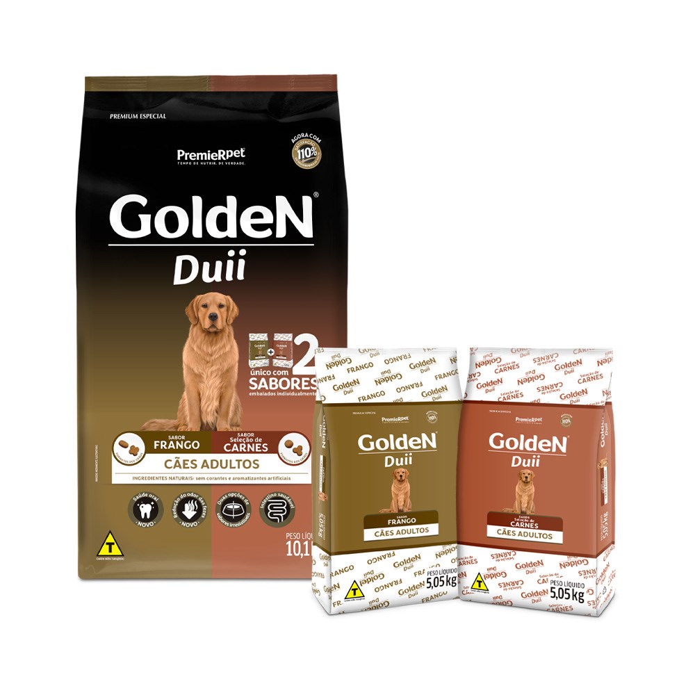 Ração Golden Fórmula Duii para Cães Adultos sabor Frango e Carne