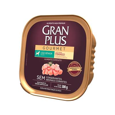 Ração Úmida GranPlus Gourmet Patê sabor Frango para Cães Sênior 300g
