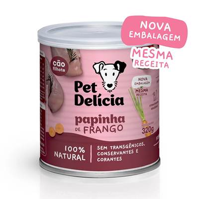 Ração Pet Delícia Papinha Natural de Frango para Cães Filhotes 320g