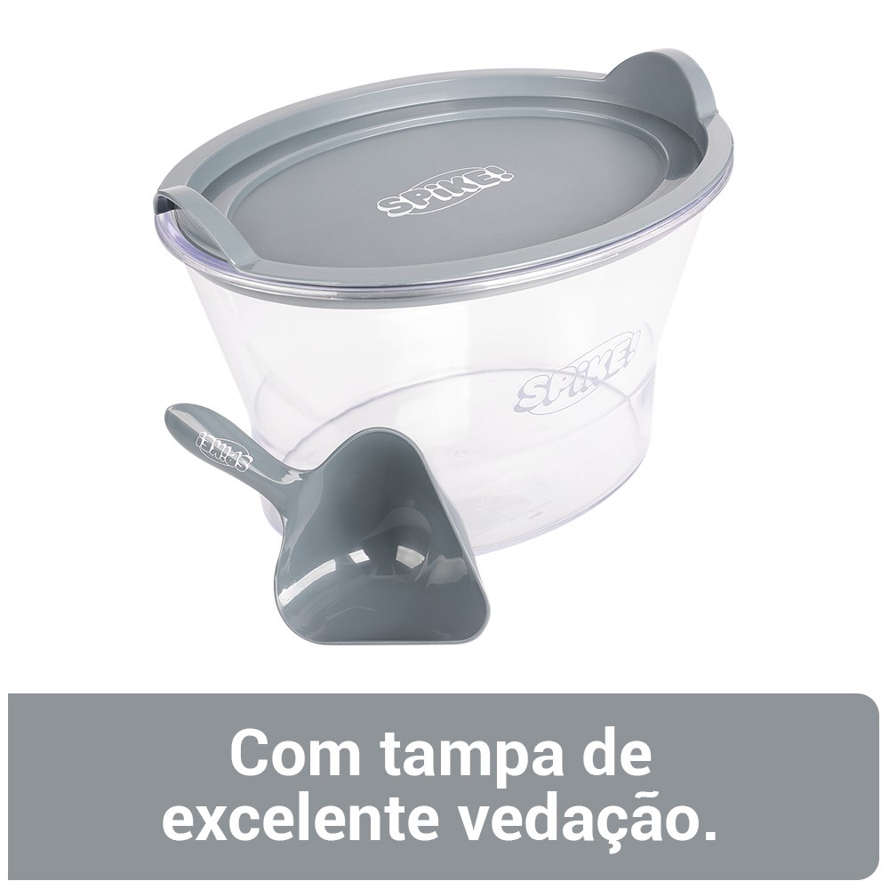 Porta Ração Spike Ardósia para Cães e Gatos