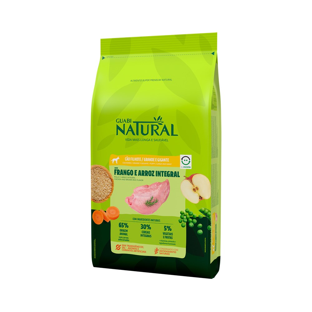 Ração Guabi Natural para Cães Filhotes Porte Grande sabor Frango & Arroz Integral