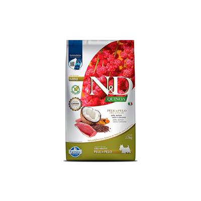 Ração N&D Quinoa Pele e Pelo para Cães Adultos de Porte Mini e Pequeno sabor Pato, Quinoa, Coco e Cúrcuma 2,5kg