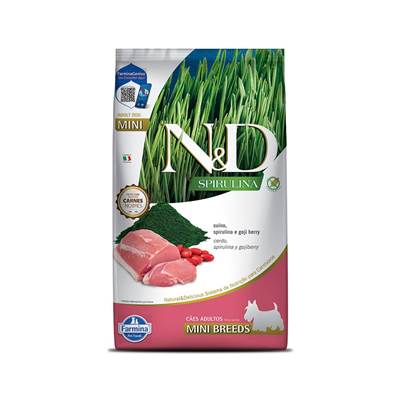 Ração Farmina N&D Spirulina para Cães Adultos de Porte Mini sabor Suíno, Spirulina e Goji Berry 2kg