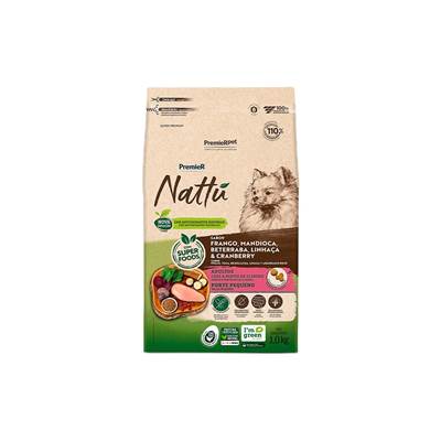 Ração Premier Nattu para Cães Adultos de Raças Pequenas Sabor Mandioca 10,1kg