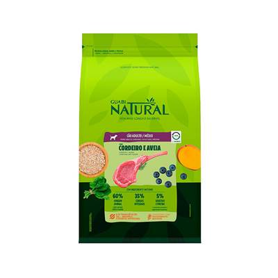 Ração Guabi Natural para Cães Adultos Porte Médio sabor Cordeiro & Aveia 12kg