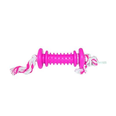 Brinquedo Furacão Pet Halteres de Borracha e Corda Maciça Rosa para Cães U