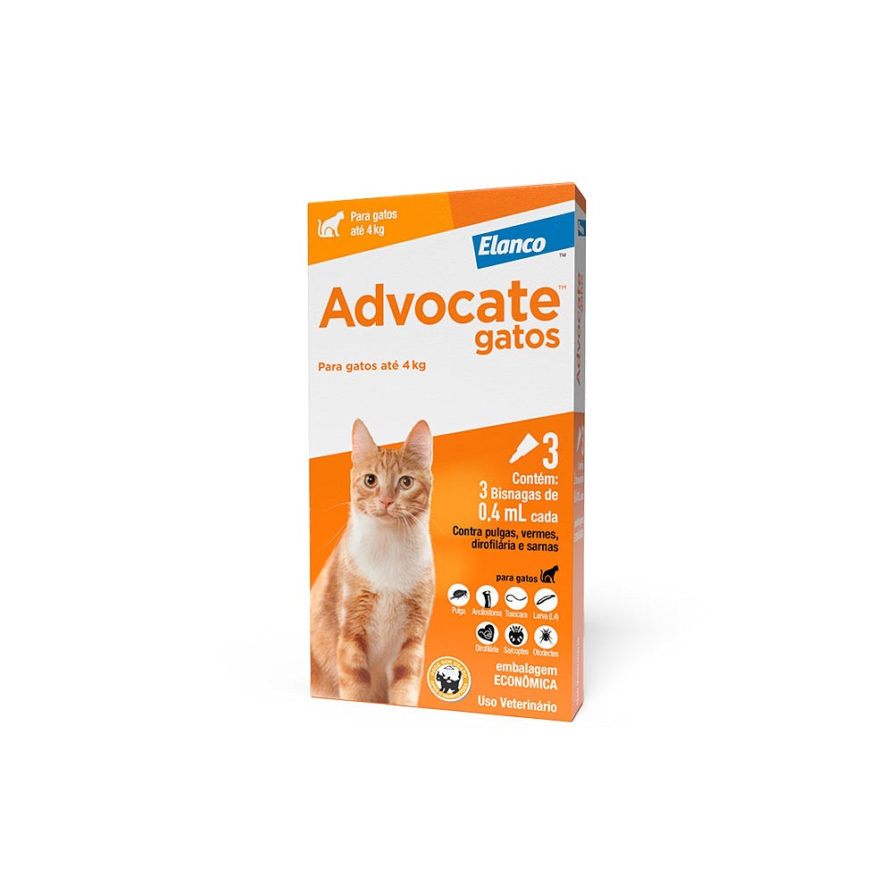 Antipulgas e Endectocida Advocate 0,4ml para Gatos até 4kg