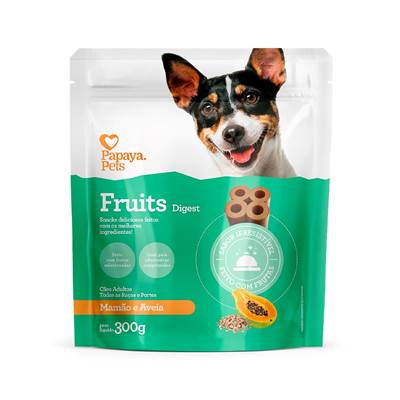 Snack Papaya Pets Fruits Digest para Cães Adultos Sabor Mamão e Aveia 60g