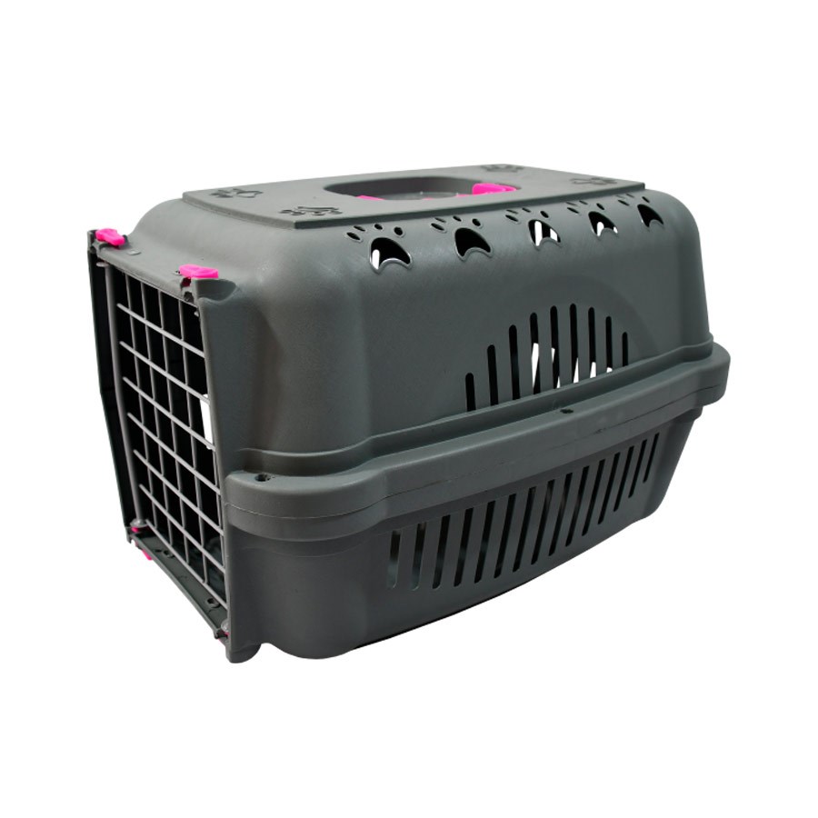 Caixa de Transporte DuraPets Pink com Porta de Aço para Cães e Gatos