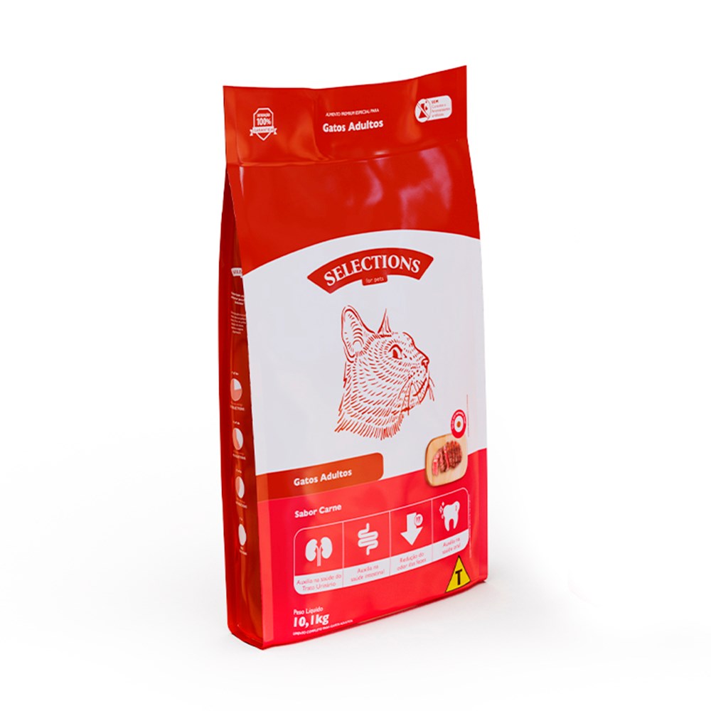 Ração Selections For Pet para Gatos Adultos sabor Carne