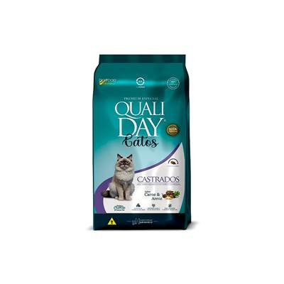 Ração Qualiday para Gatos Adultos Castrados Sabor Carne 3kg