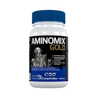 Suplemento Aminomix Gold Vetnil para Cães e Gatos 120 comprimidos