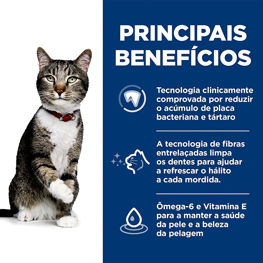 Ração Hill's Science Diet Saúde Dental para Gatos Adultos Sabor Frango