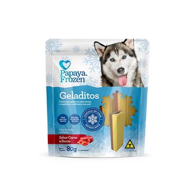 Snack Papaya Frozen Geladitos Sabor Carne e Bacon para Cães 80g