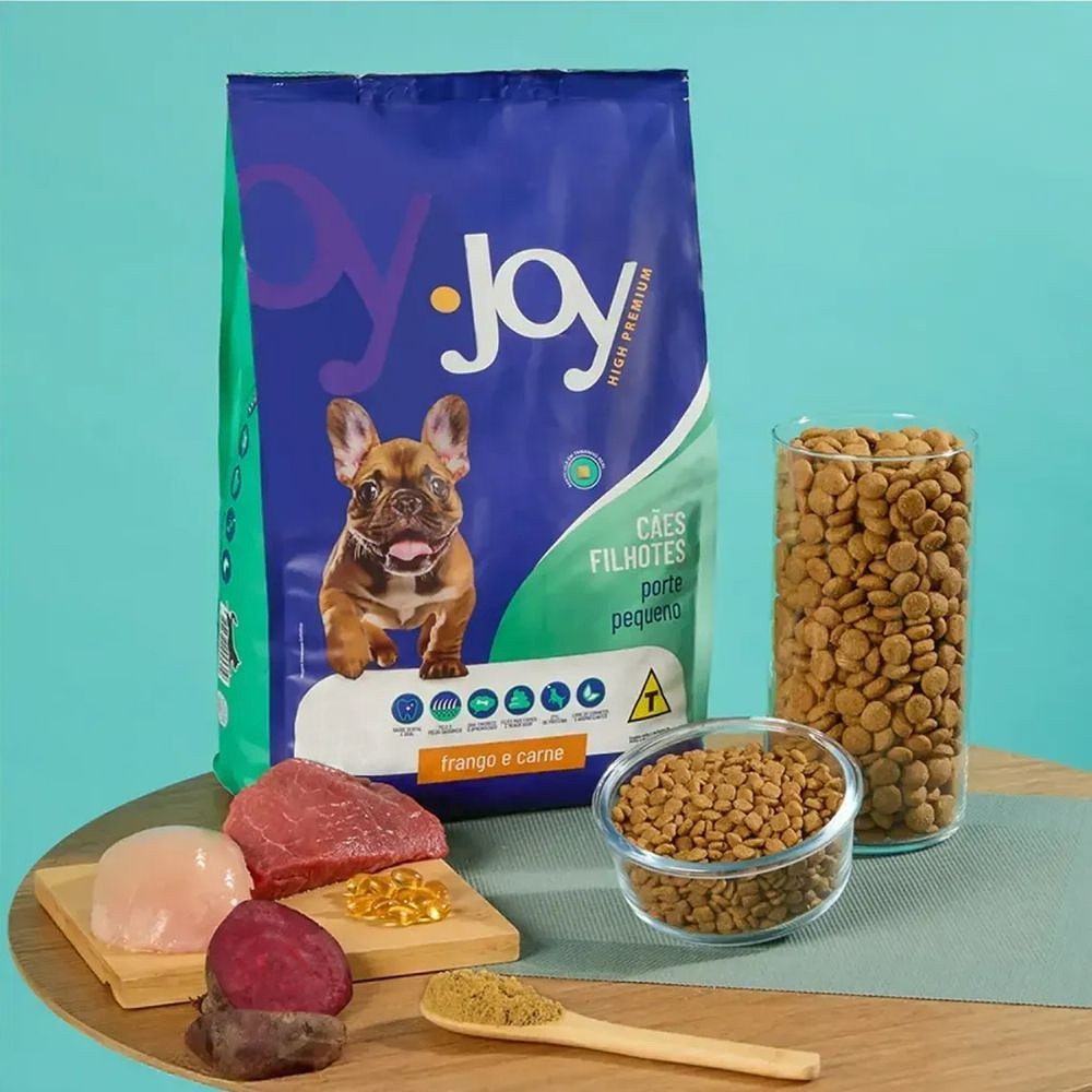 Ração Joy High Premium Cães Filhotes Raças Pequenas Frango e Carne