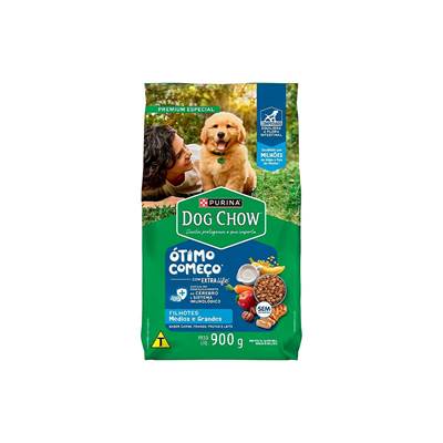 Ração Dog Chow para Cães Filhotes de Porte Médio e Grande sabor Carne, Frango e Arroz 900g