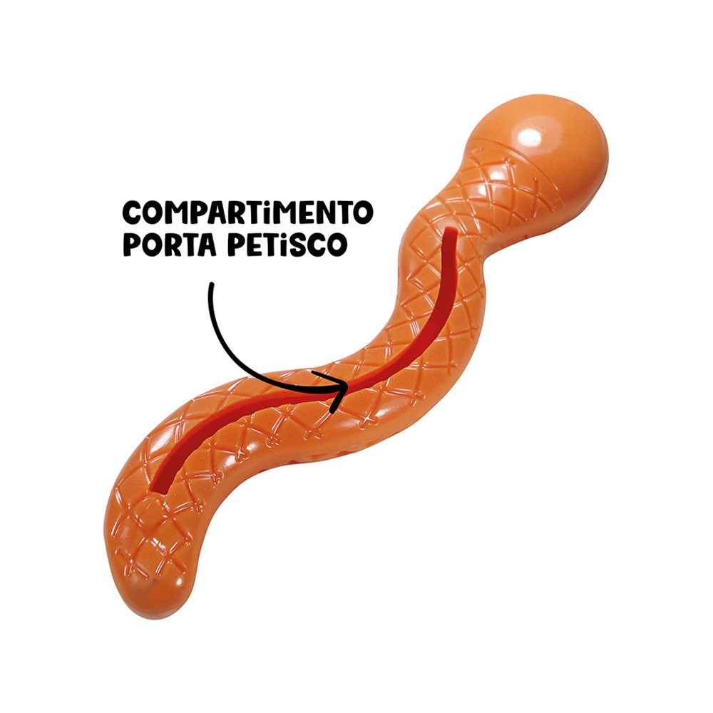 Brinquedo Jambo TPR Sound Cobra Laranja para Cães