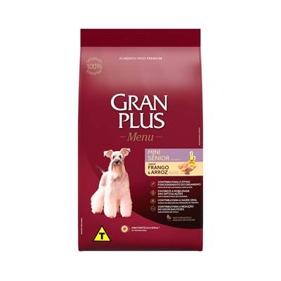 Ração Granplus Menu para Cães Sênior Porte Mini sabor Frango e Arroz 