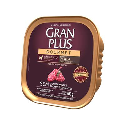 Ração Úmida GranPlus Gourmet Patê sabor Ovelha para Cães Adultos 300g
