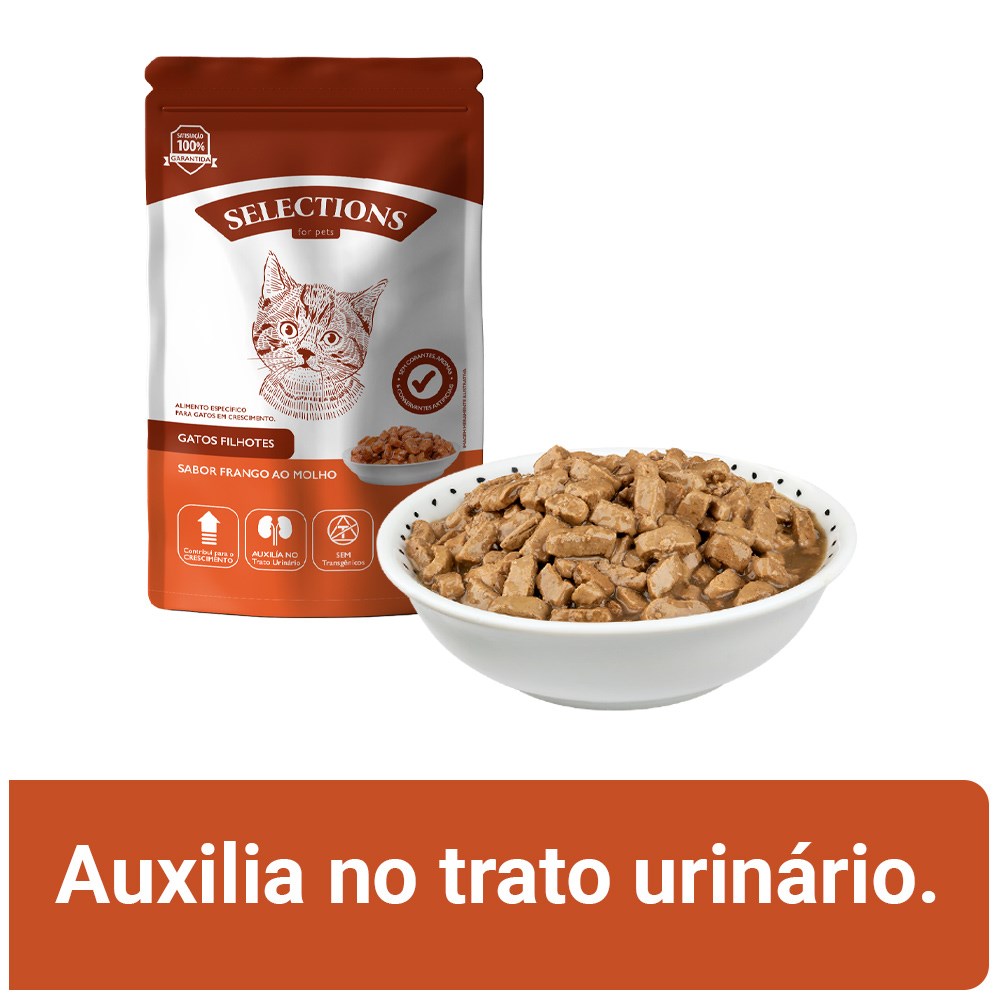 Ração Úmida Selections For Pets para Gatos Filhotes sabor Frango ao Molho