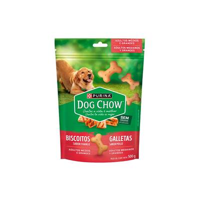 Biscoito Dog Chow para Cães Adultos Médios e Grandes Sabor Frango 500g