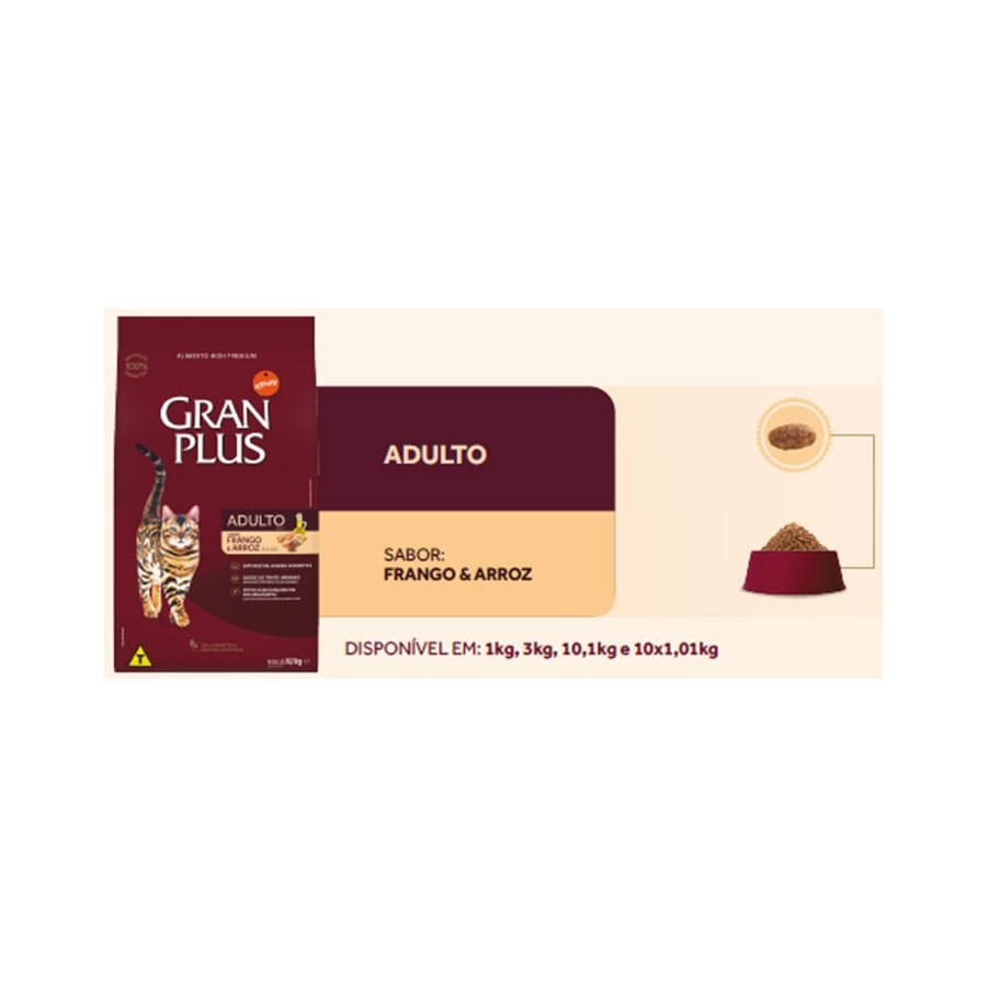 Ração Granplus para Gatos Adultos sabor Frango e Arroz