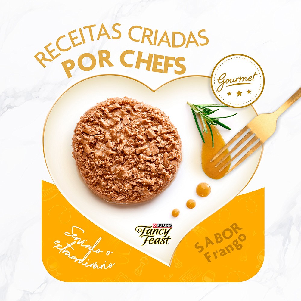 Ração Fancy Feast Sachê para Gatos Adultos sabor Demi Glace Frango