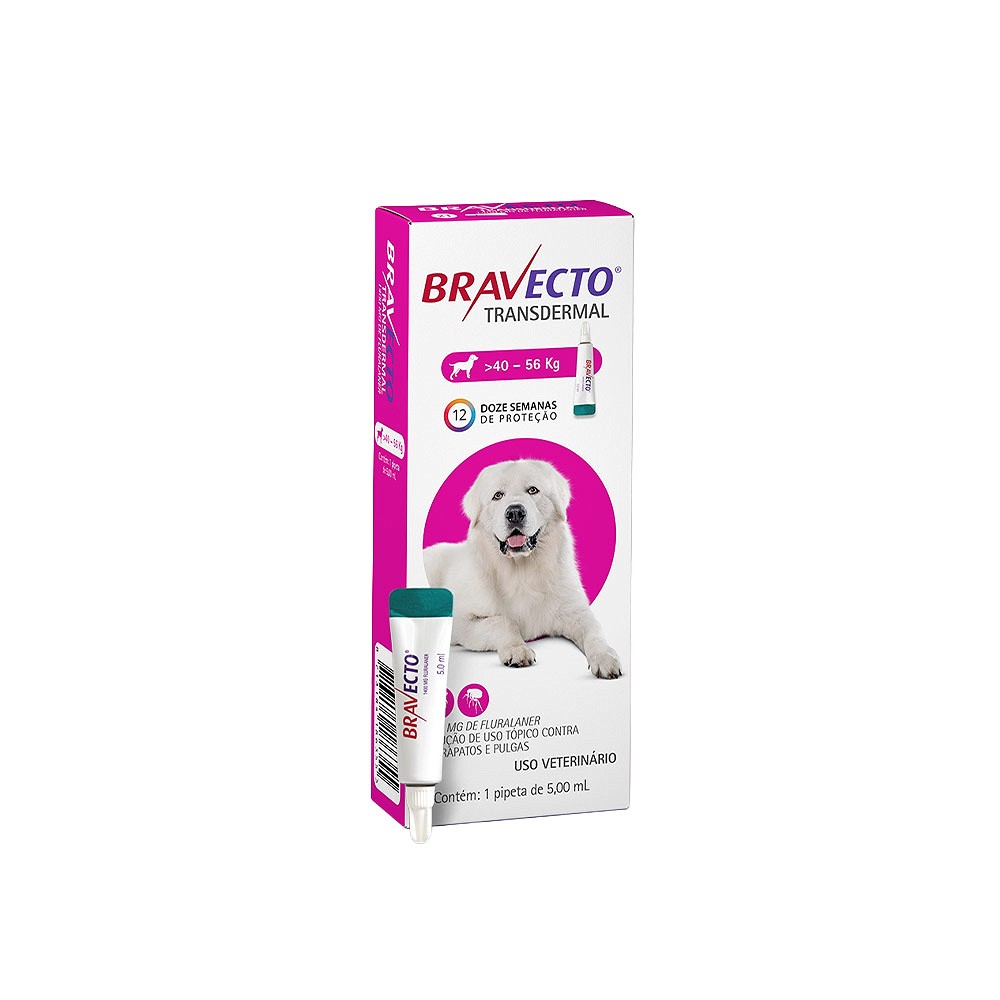 Antipulgas e Carrapatos Bravecto Transdermal para Cães de 40kg a 56kg - 1400mg