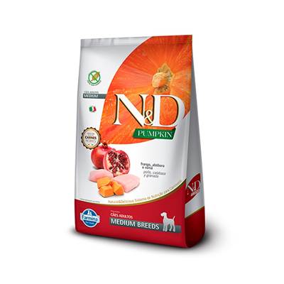 Ração N&D Pumpkin para Cães Adultos de Médio Porte sabor Frango, Abóbora & Romã 2,5kg