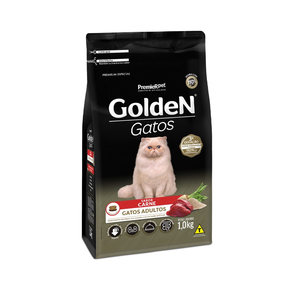 Ração Golden Gatos Adultos sabor Carne