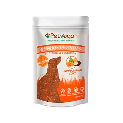 Bifinho PetVegan Pelos Sedosos e Brilhantes para Cães Sabor Mamão, Laranja e Coco 300g