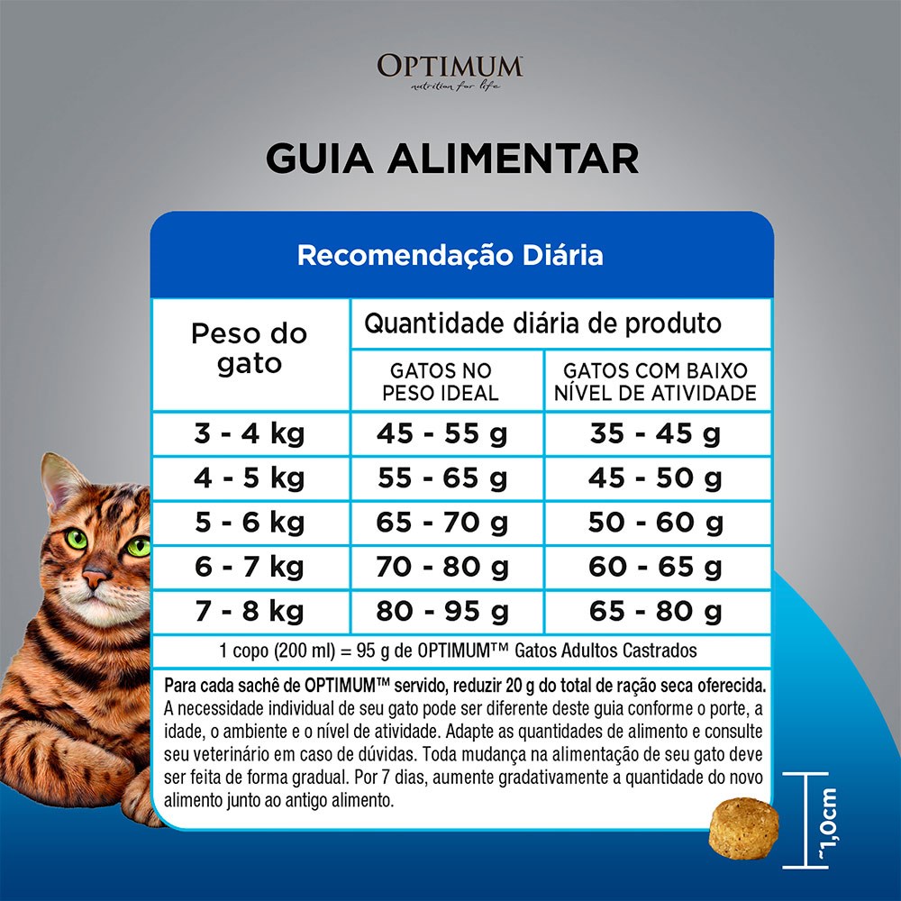Ração Optimum para Gatos Adultos Castrados sabor Carne 