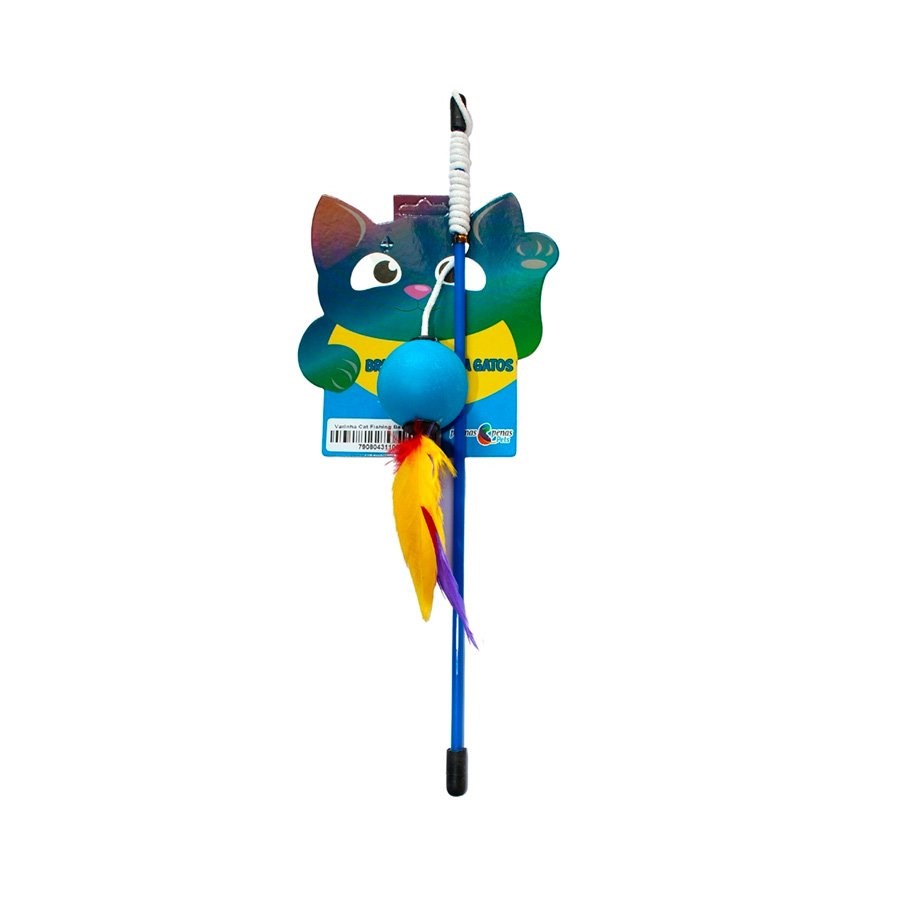 Brinquedo Plumas e Penas Varinha Fishing Ball para Gatos - Cores Sortidas