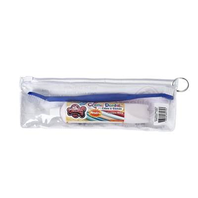 Conjunto de Higiene Dental Cat Dog Creme Dental Neutro e Escova de Cabo Longo - Cores Sortidas U