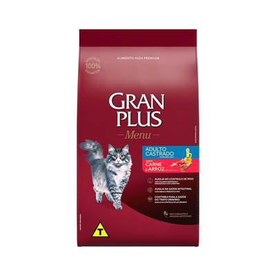 Ração Granplus para Gatos Adultos Castrados sabor Carne 3kg