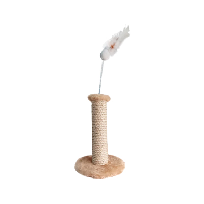 Arranhador Hello Pet Sisal e Pelúcia Bege com Mola para Gatos U