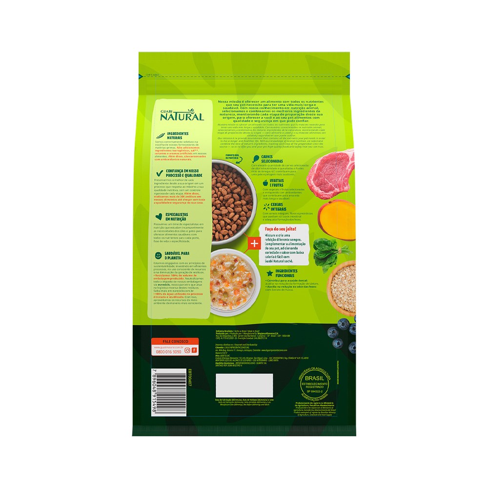 Ração Guabi Natural para Cães Adultos Porte Mini sabor Cordeiro & Aveia