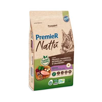 Ração Premier Nattu para Cães Sênior Sabor Mandioca